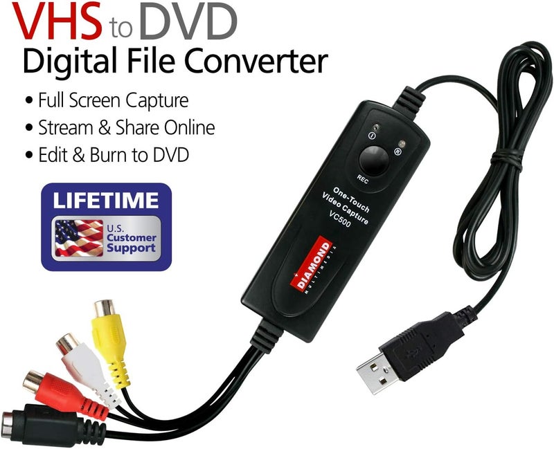 Diamond Multimedia VC500 One Touch VHS to Digital File, DVD Converter with Easy to use Software, Convert, Edit and Save For Win7,8,10,11 - Image 2
